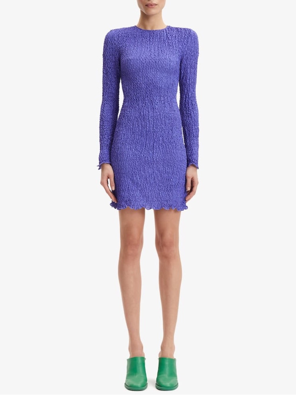 Samsoe Samsoe Blanca Iris Purple Bubble Open Back Long Sleeve Mini Dress Medium